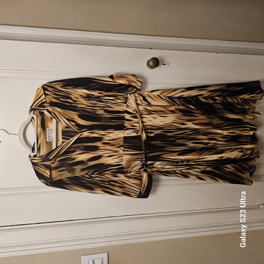 Nanette Lepore Animal Print Midi Dress - Black and Tan